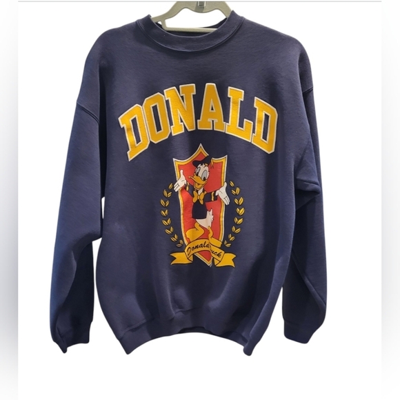 Vintage Donald Duck Graphic Crewneck Sweatshirt Navy Blue Size Large - Picture 1 of 5